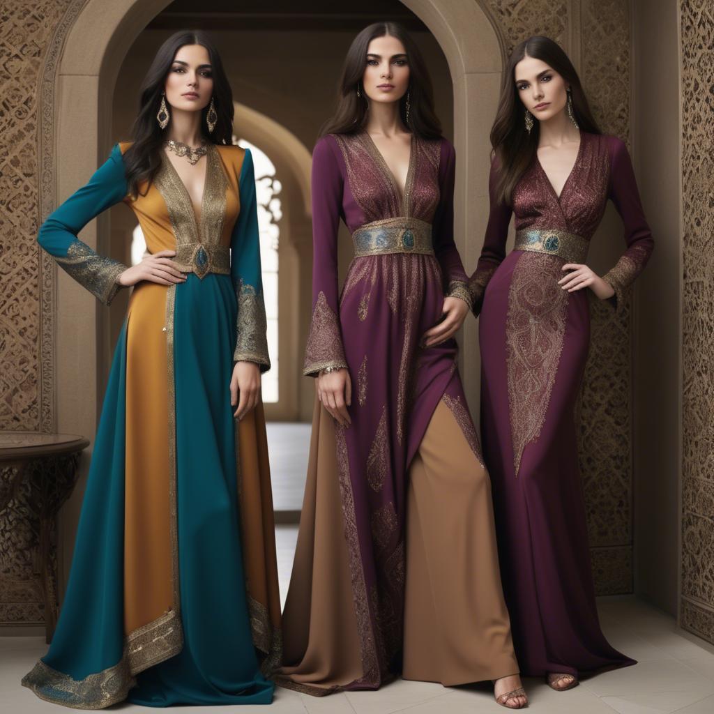 A stunning image of luxurious persian-inspired attire with jewel-toned fabrics reflecting timeless middle eastern style.