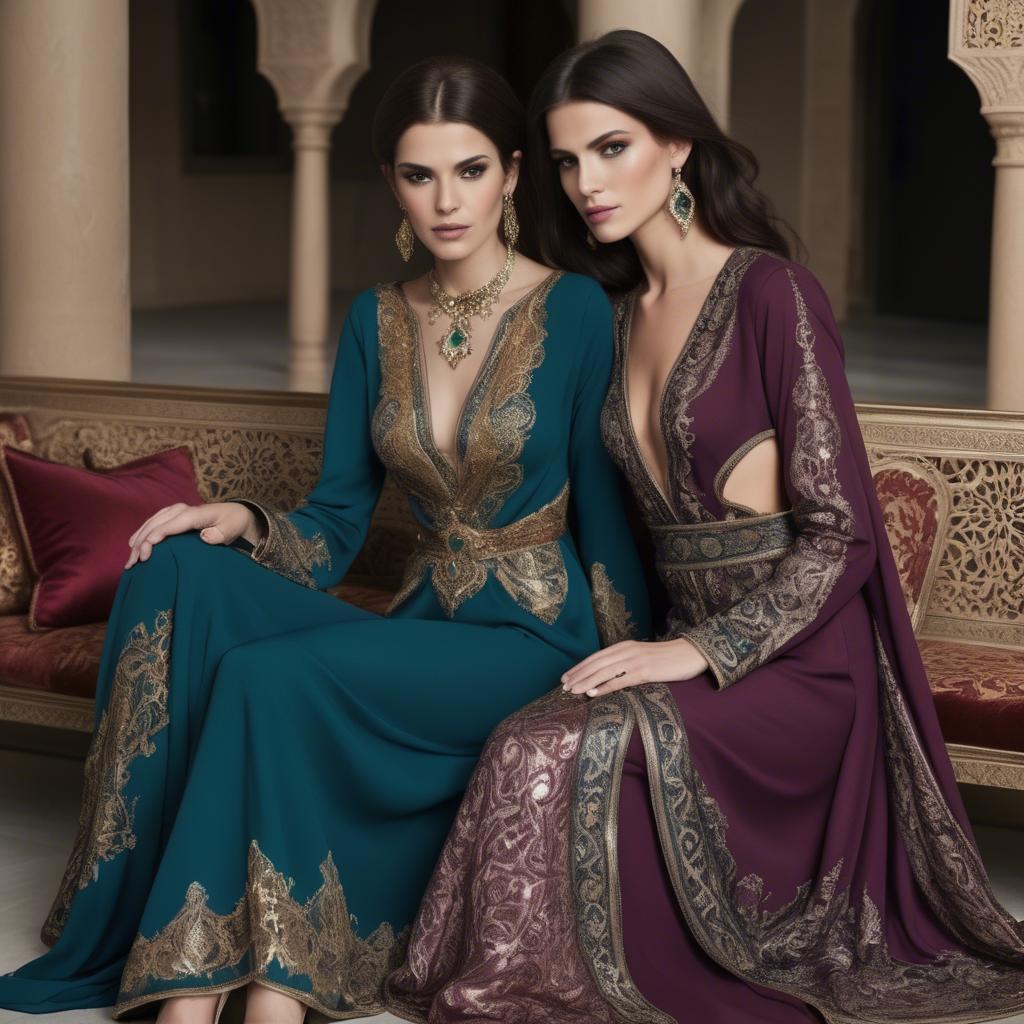 A stunning image of luxurious persian-inspired attire with jewel-toned fabrics reflecting timeless middle eastern style.