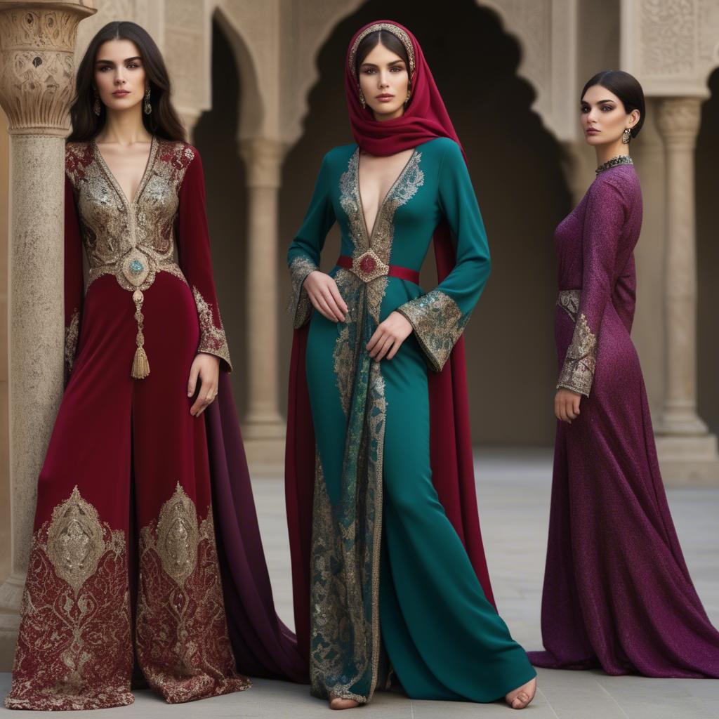A stunning image of luxurious persian-inspired attire with jewel-toned fabrics reflecting timeless middle eastern style.