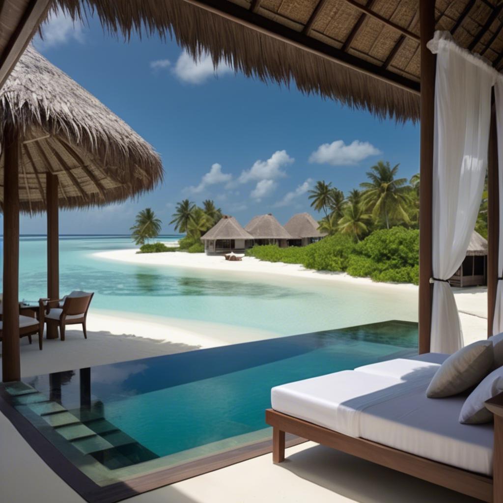 A stunning image of maldivian elegance in a sleek sarong set against crystal-clear beachscapes.