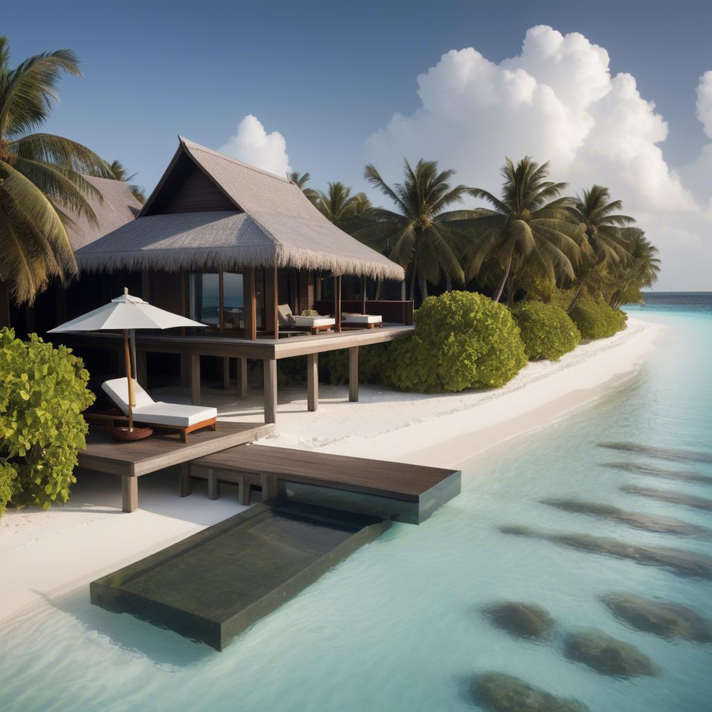 A stunning image of maldivian elegance in a sleek sarong set against crystal-clear beachscapes.