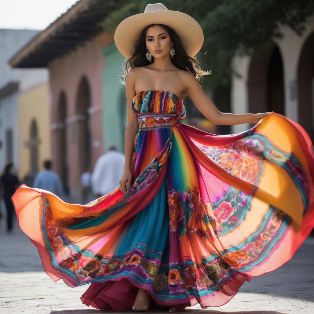 A stunning image of mexican beauty in flowing fabrics.