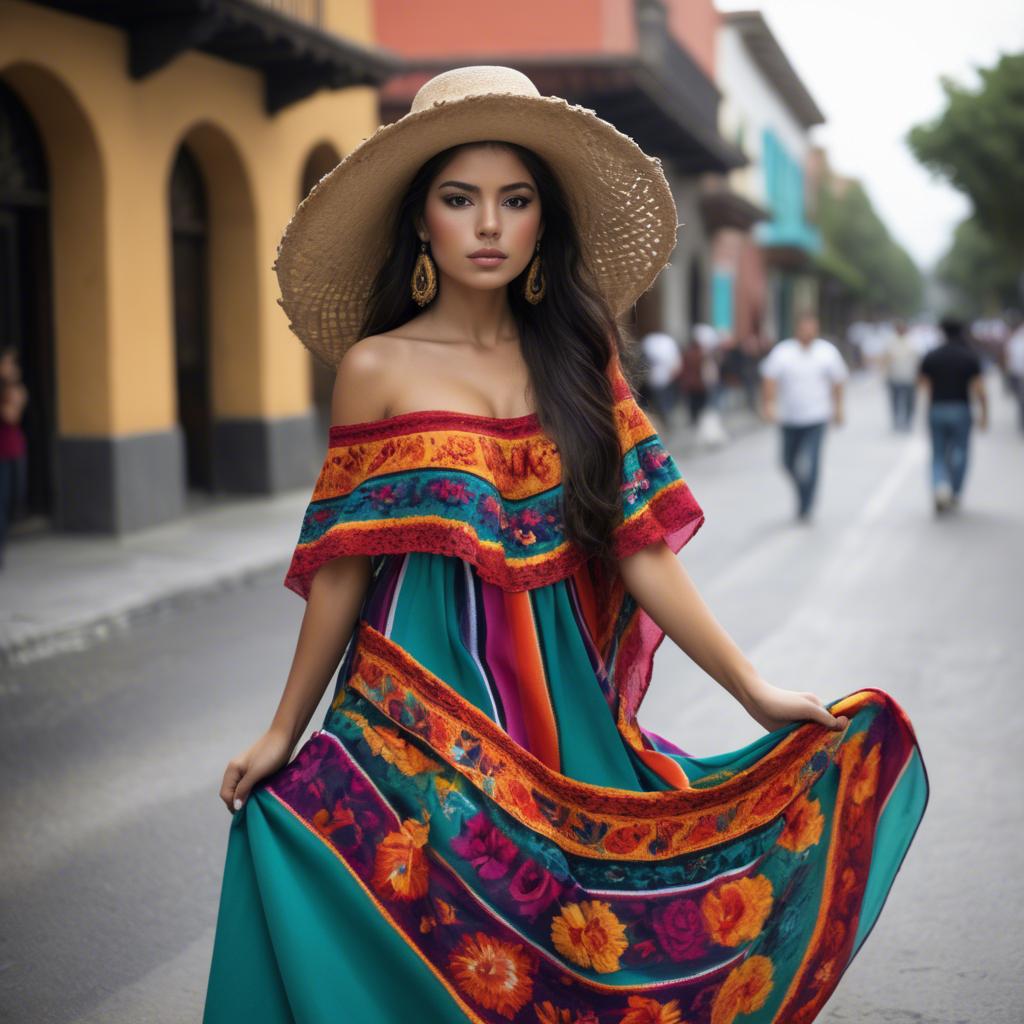 A stunning image of mexican beauty in flowing fabrics.