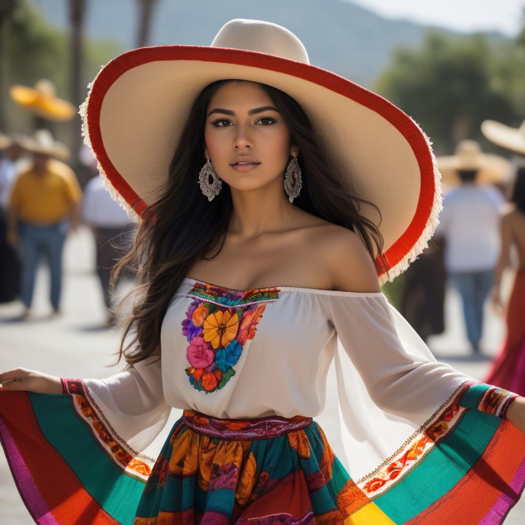 A stunning image of mexican beauty in flowing fabrics.