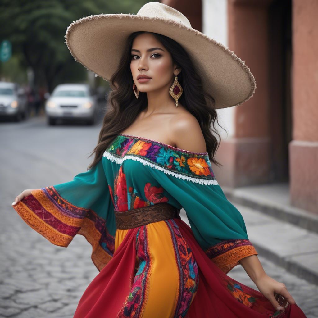 A stunning image of mexican beauty in flowing fabrics.
