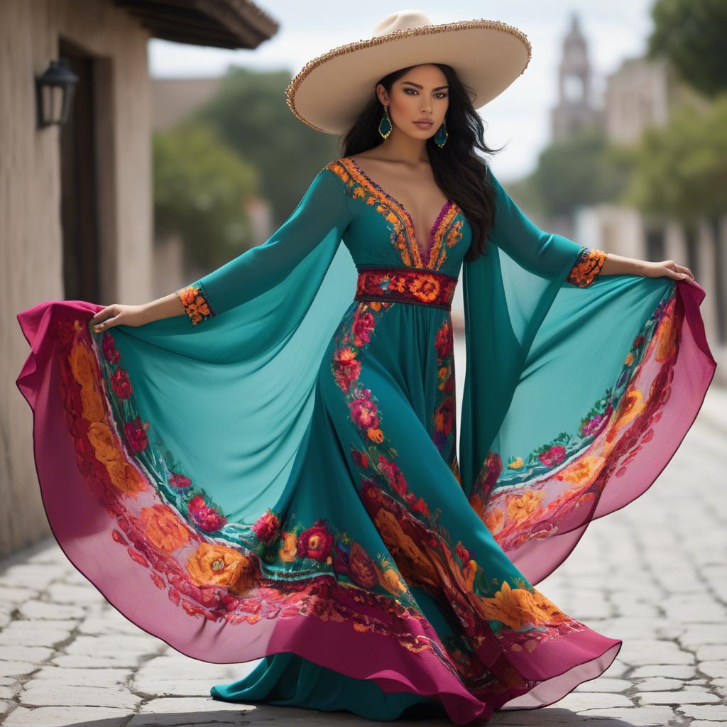 A stunning image of mexican beauty in flowing fabrics.