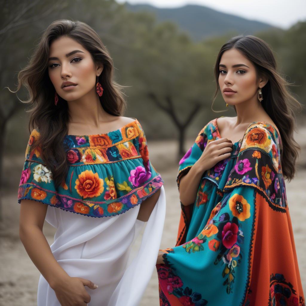 A stunning image of mexican beauty in flowing fabrics.