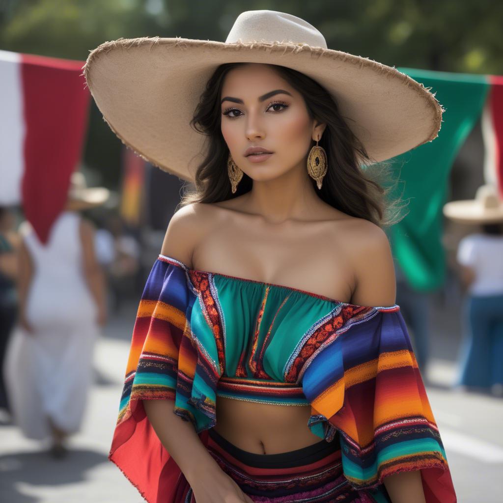 A stunning image of mexican beauty in flowing fabrics.