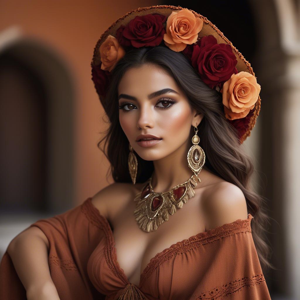 A stunning image of mexican beauty in warm luxurious tones.