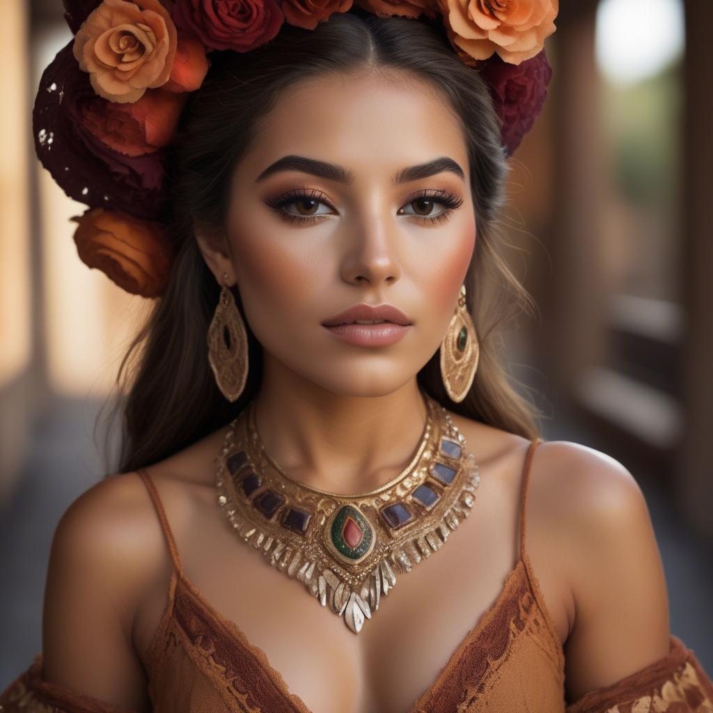 A stunning image of mexican beauty in warm luxurious tones.