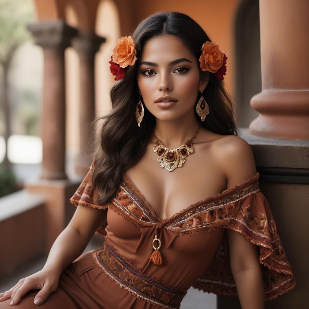 A stunning image of mexican beauty in warm luxurious tones.