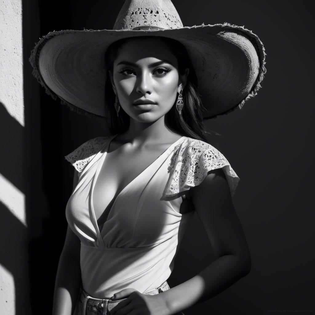 A stunning image of mexican model in dramatic shadows.