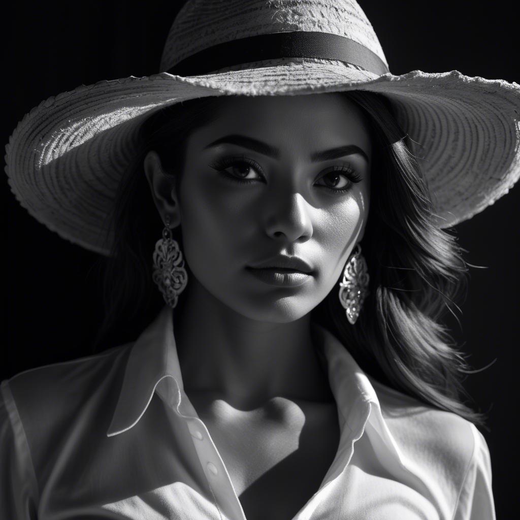 A stunning image of mexican model in dramatic shadows.