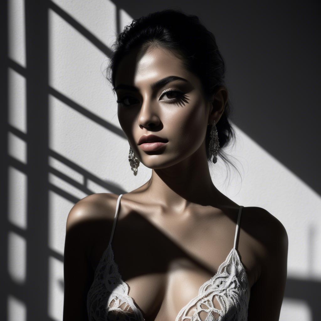 A stunning image of mexican model in dramatic shadows.