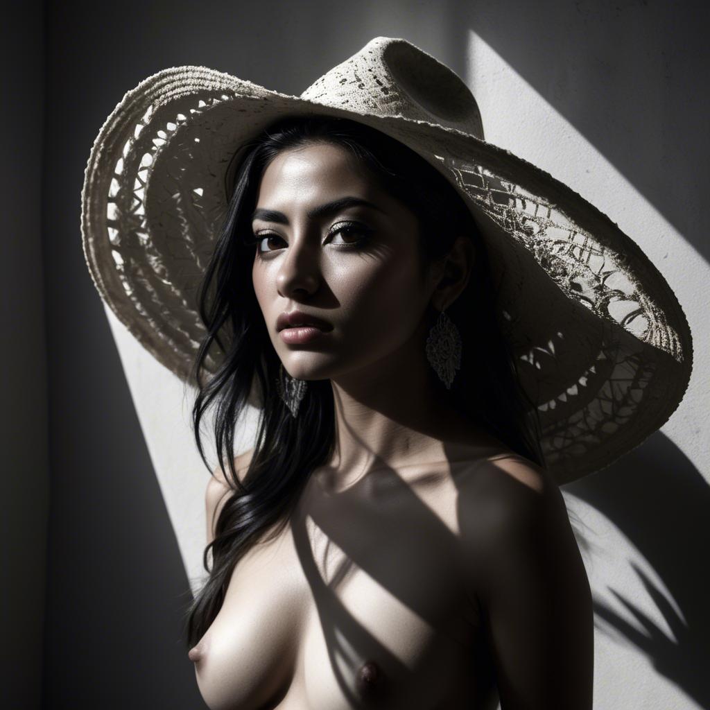 A stunning image of mexican model in dramatic shadows.