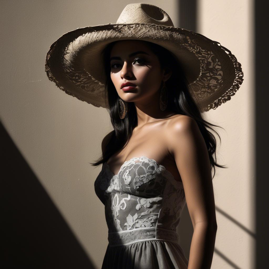 A stunning image of mexican model in dramatic shadows.