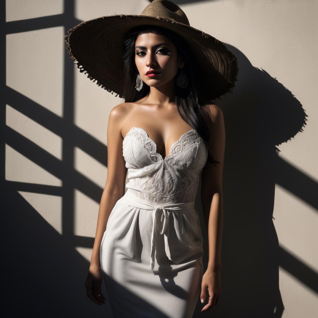 A stunning image of mexican model in dramatic shadows.