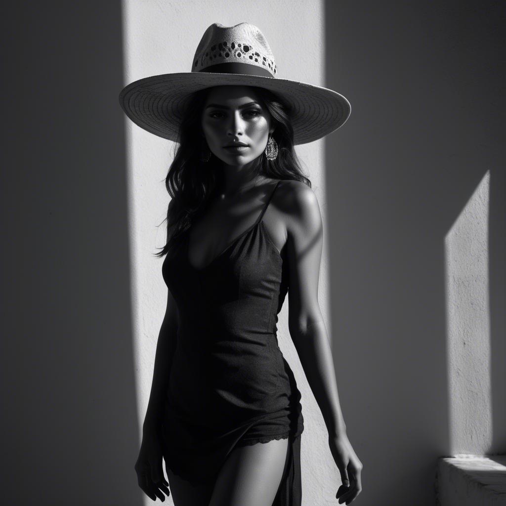 A stunning image of mexican model in dramatic shadows.