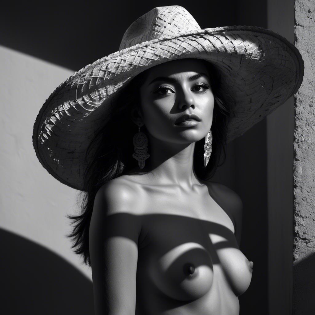 A stunning image of mexican model in dramatic shadows.