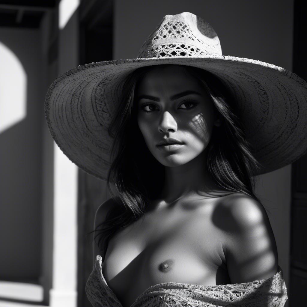 A stunning image of mexican model in dramatic shadows.