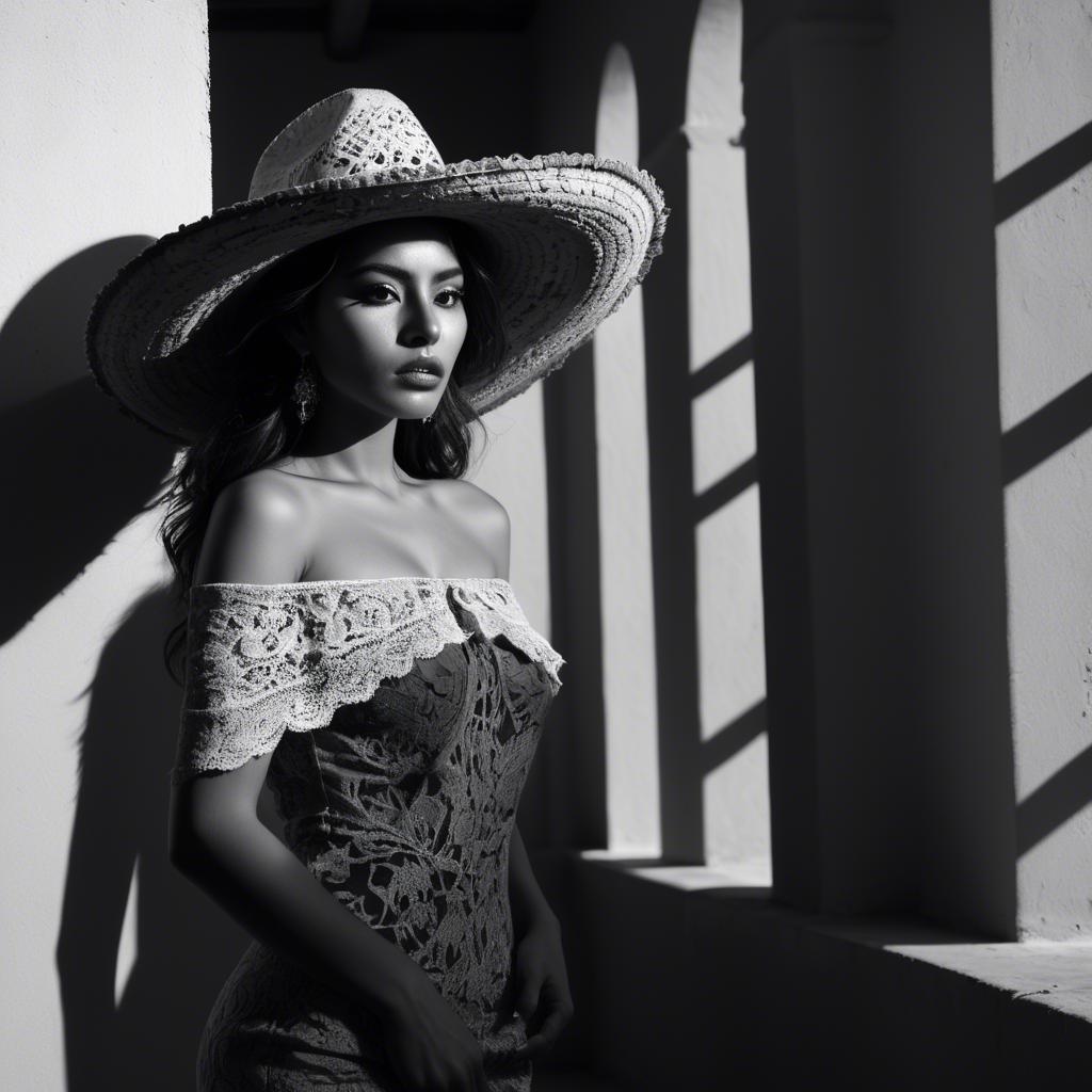 A stunning image of mexican model in dramatic shadows.