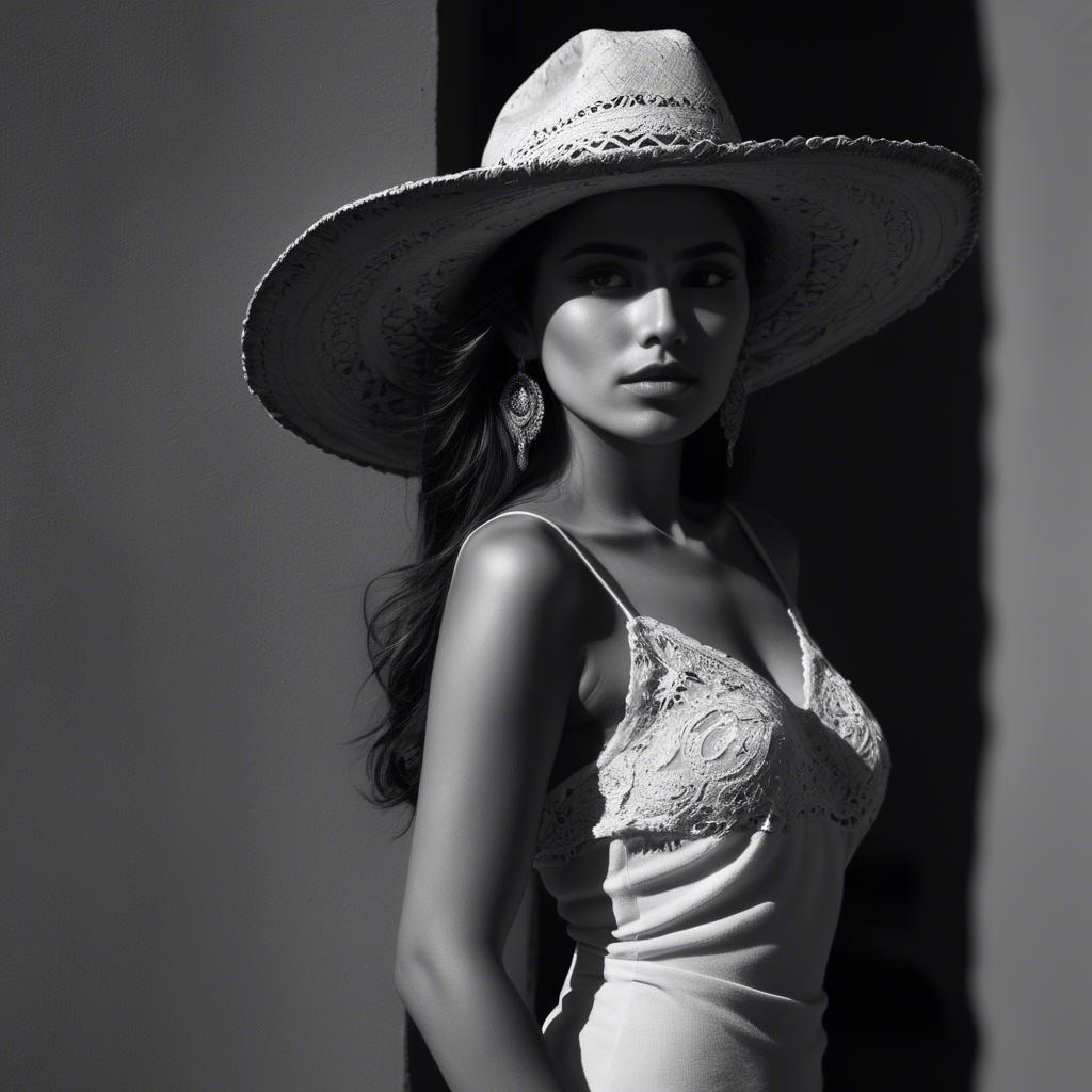 A stunning image of mexican model in dramatic shadows.