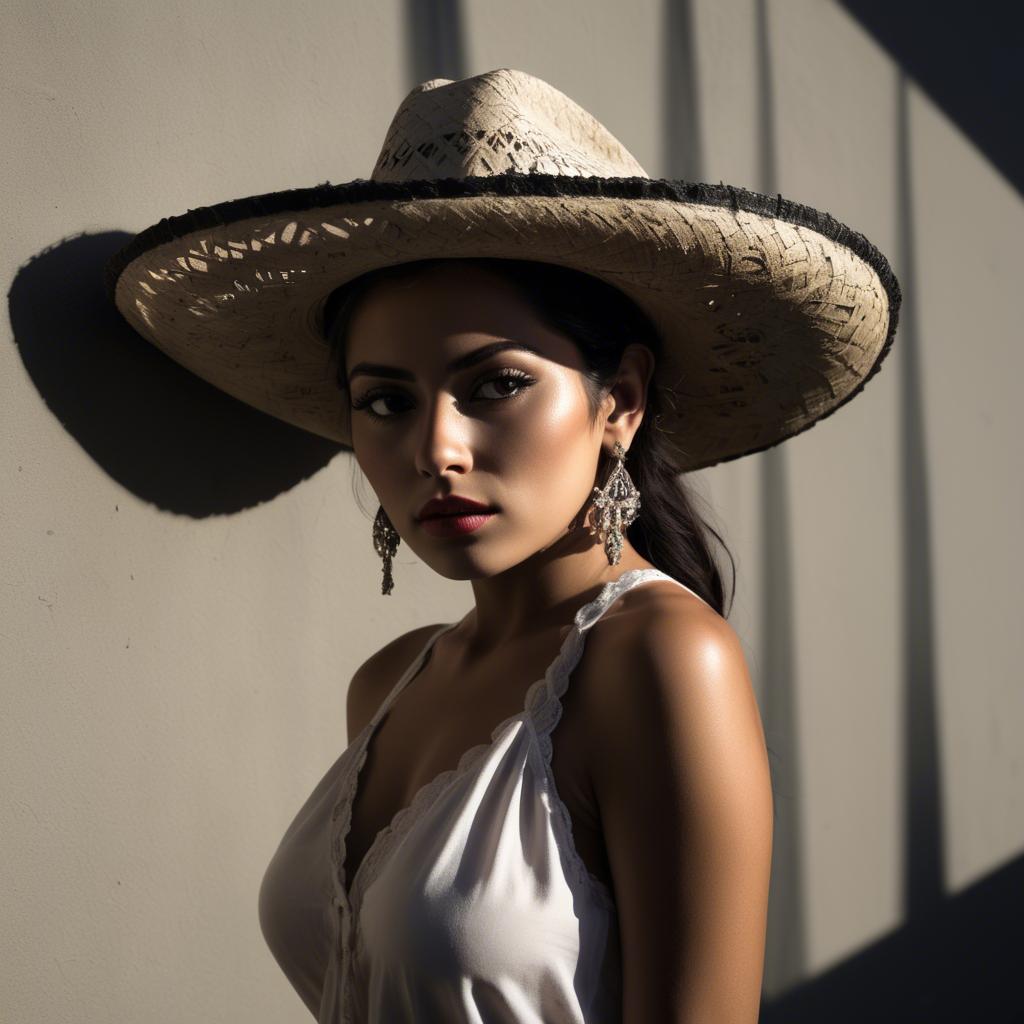 A stunning image of mexican model in dramatic shadows.