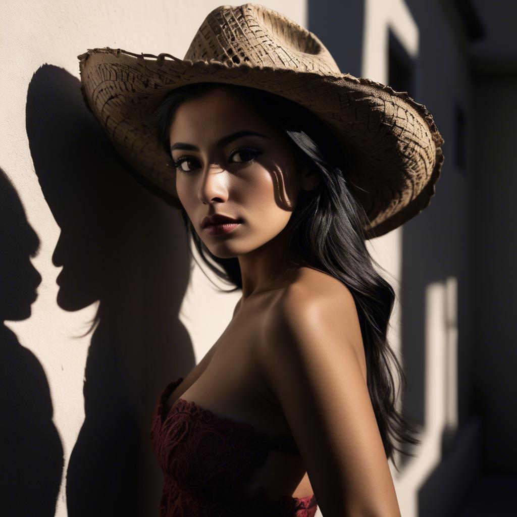 A stunning image of mexican model in dramatic shadows.