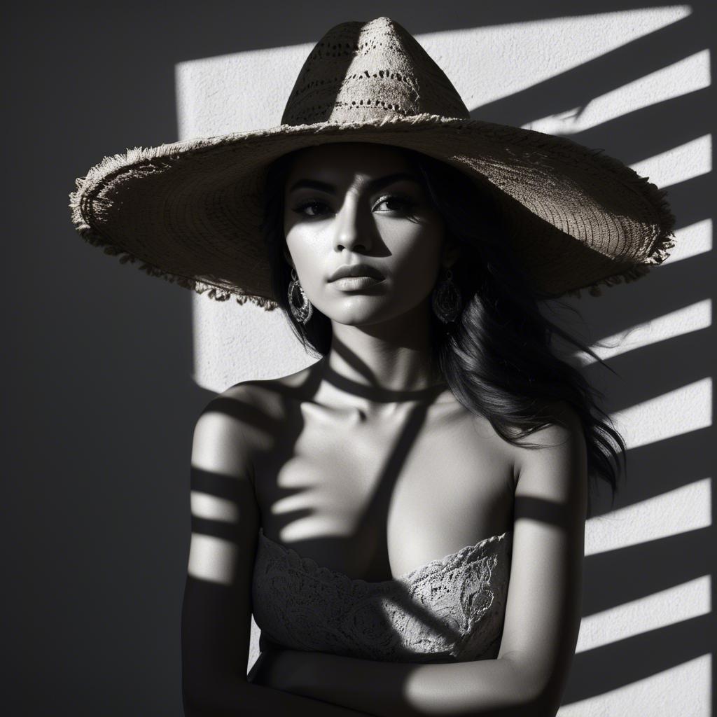 A stunning image of mexican model in dramatic shadows.