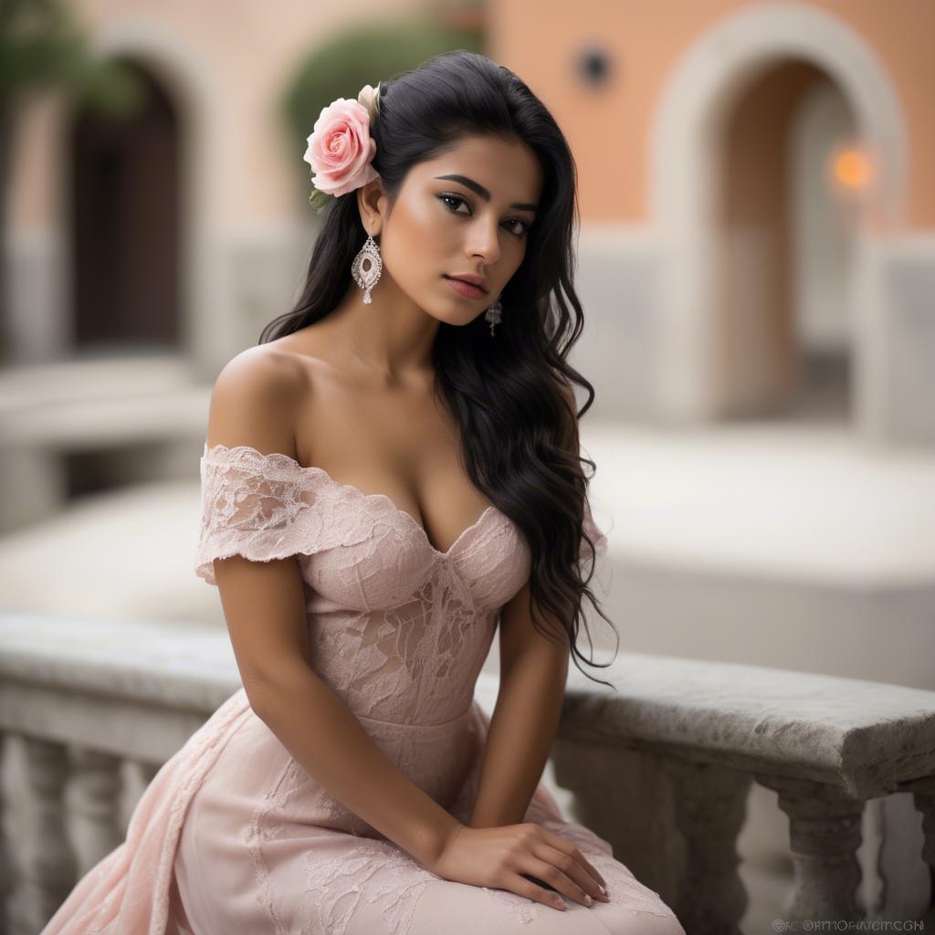 A stunning image of mexican model in soft romantic settings.