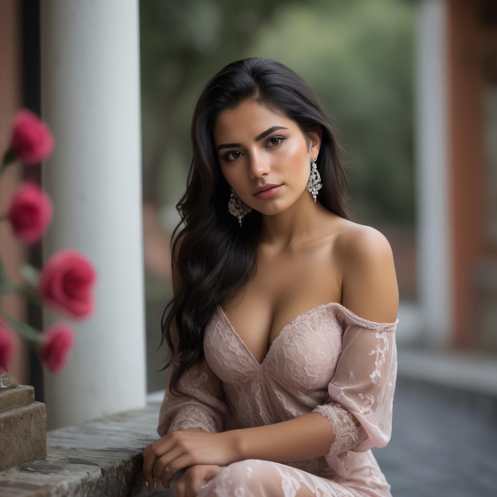 A stunning image of mexican model in soft romantic settings.