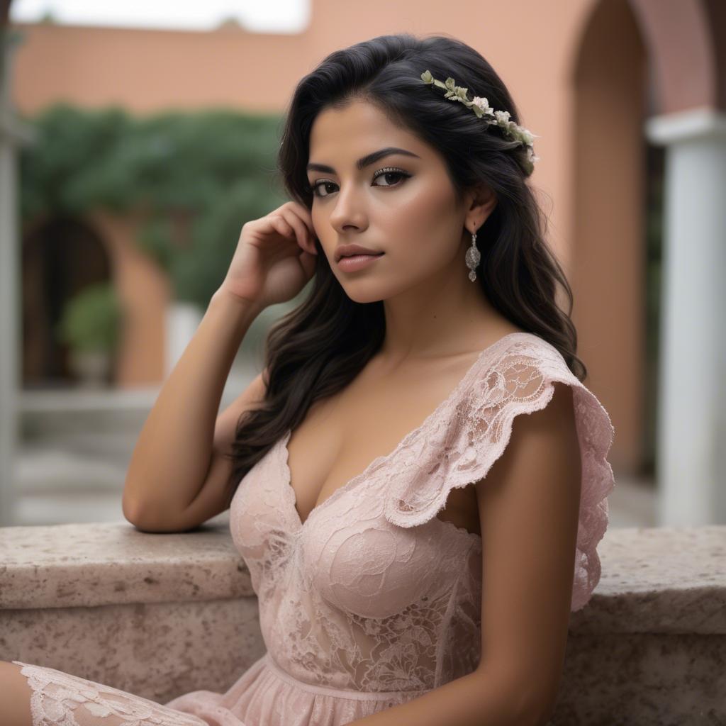 A stunning image of mexican model in soft romantic settings.