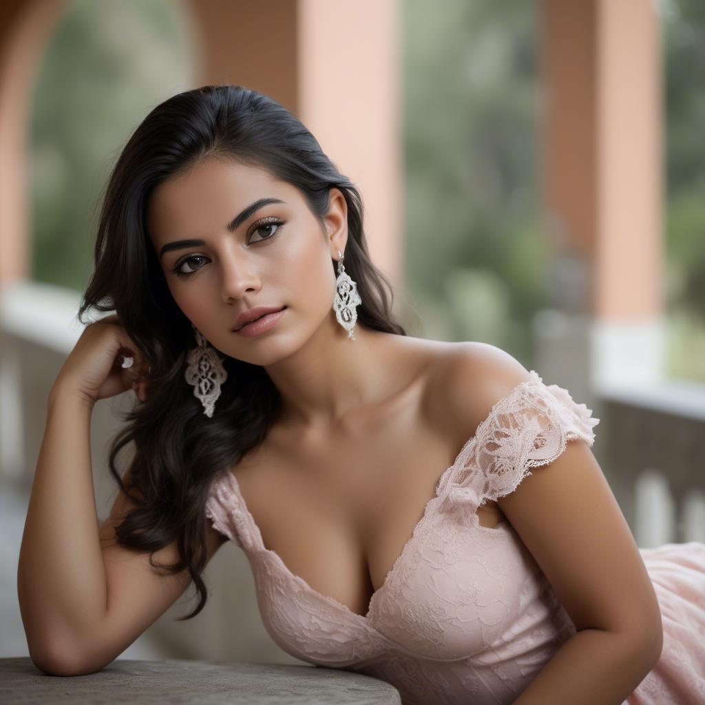 A stunning image of mexican model in soft romantic settings.