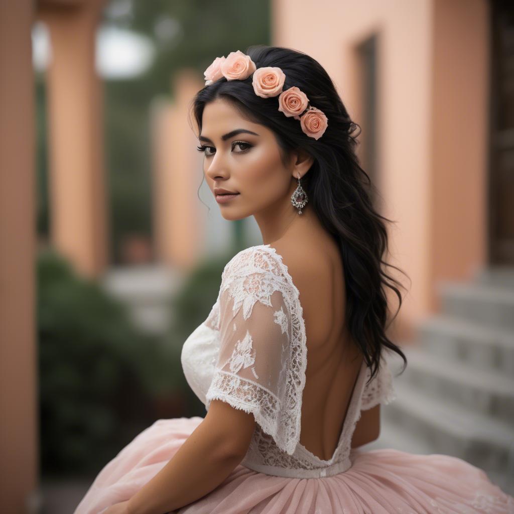 A stunning image of mexican model in soft romantic settings.