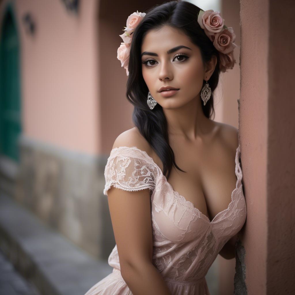 A stunning image of mexican model in soft romantic settings.