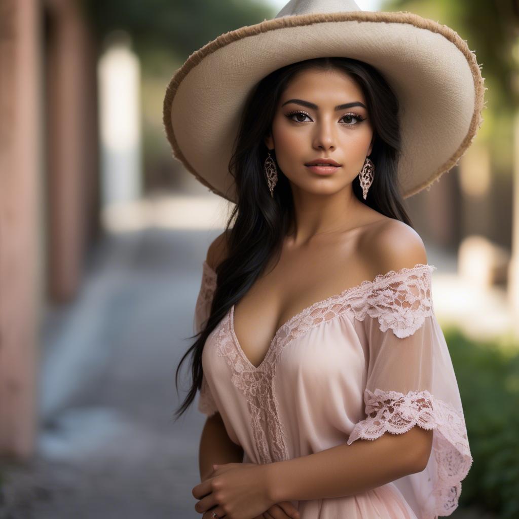 A stunning image of mexican model in soft romantic settings.