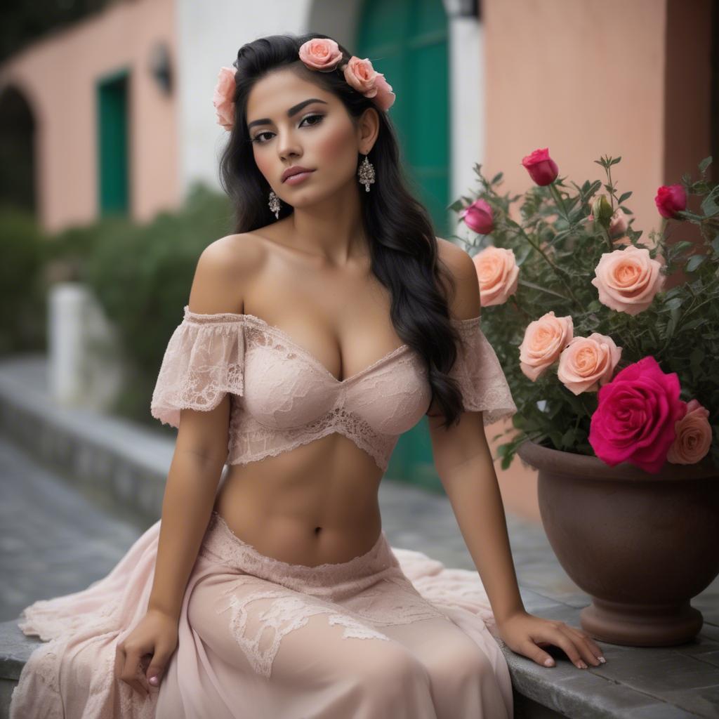 A stunning image of mexican model in soft romantic settings.