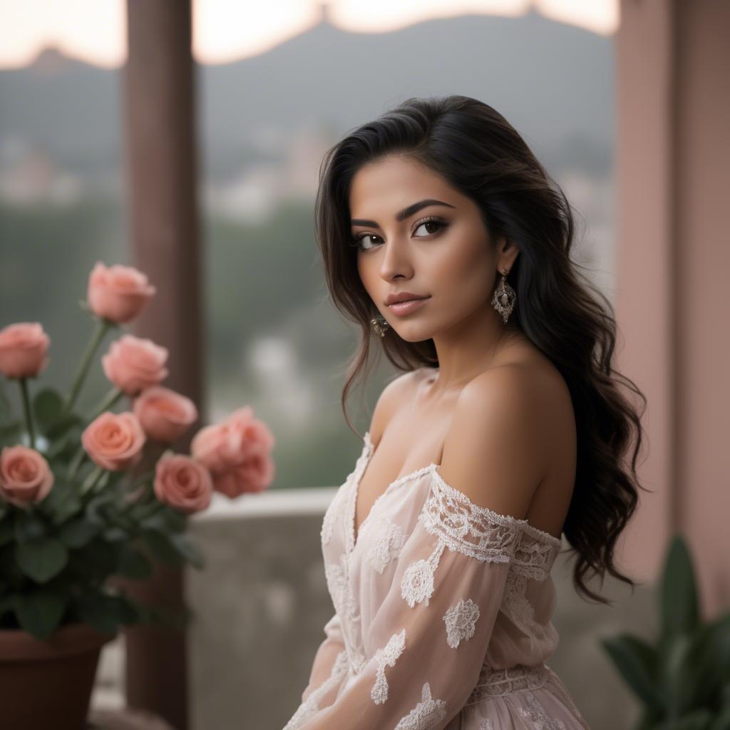 A stunning image of mexican model in soft romantic settings.