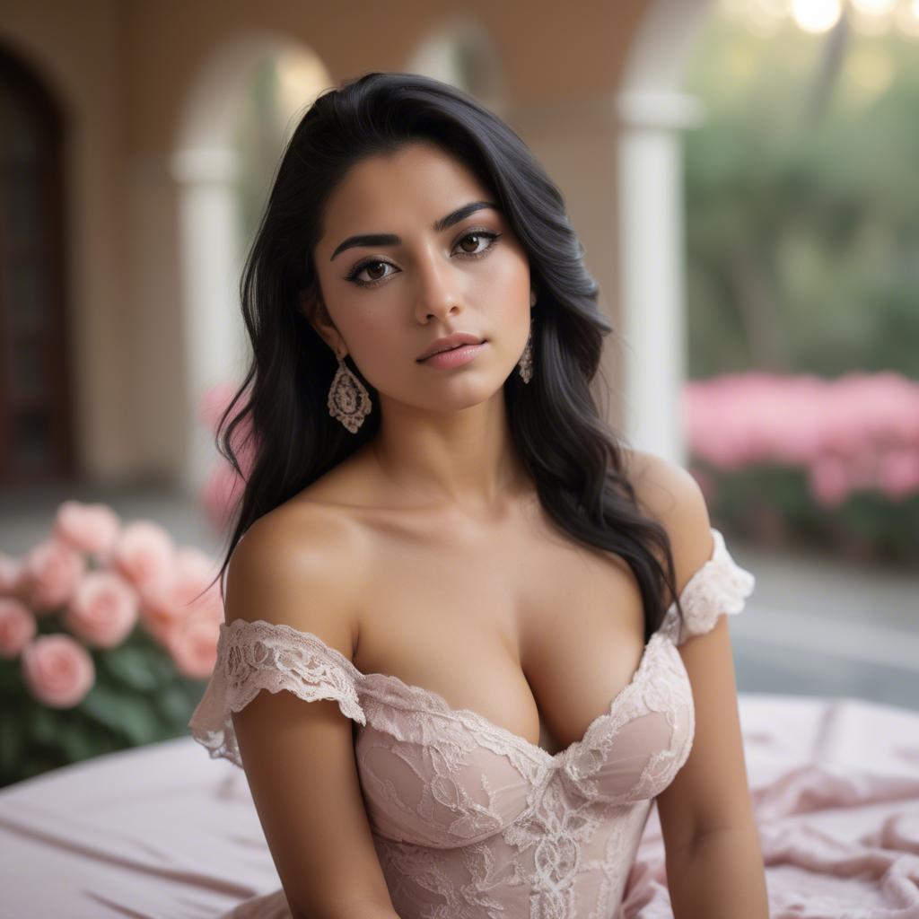 A stunning image of mexican model in soft romantic settings.