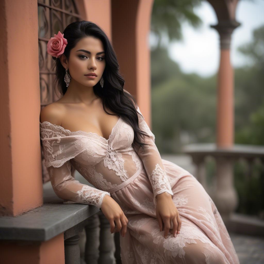 A stunning image of mexican model in soft romantic settings.