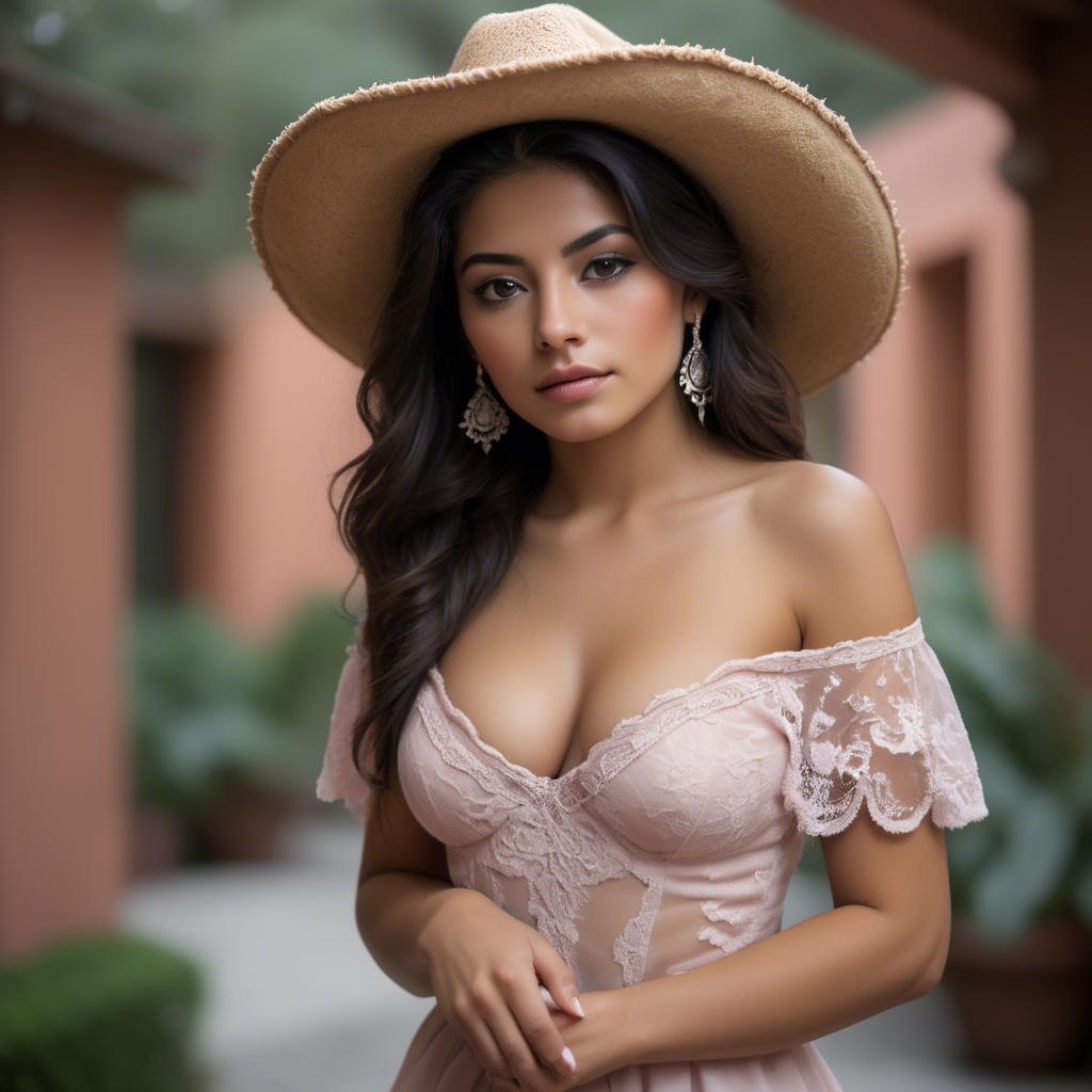 A stunning image of mexican model in soft romantic settings.