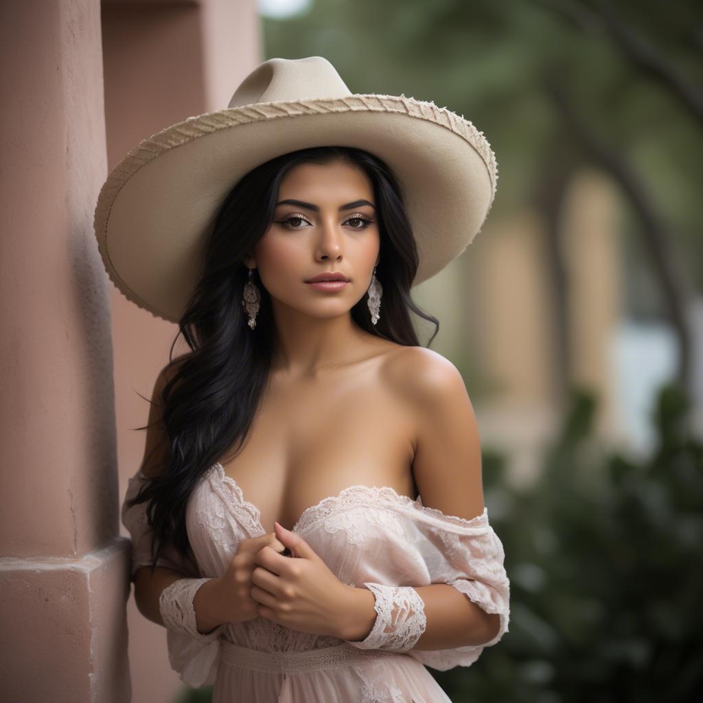 A stunning image of mexican model in soft romantic settings.