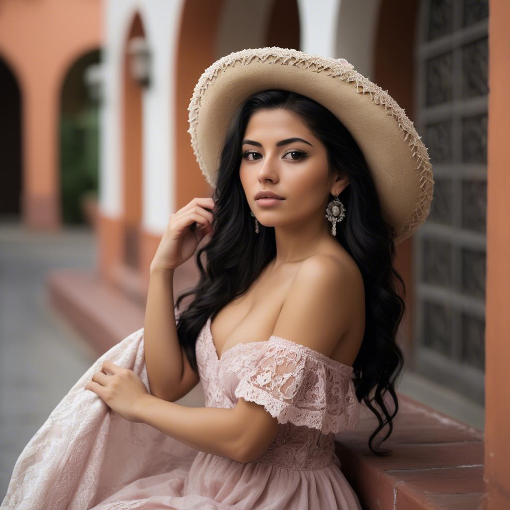 A stunning image of mexican model in soft romantic settings.
