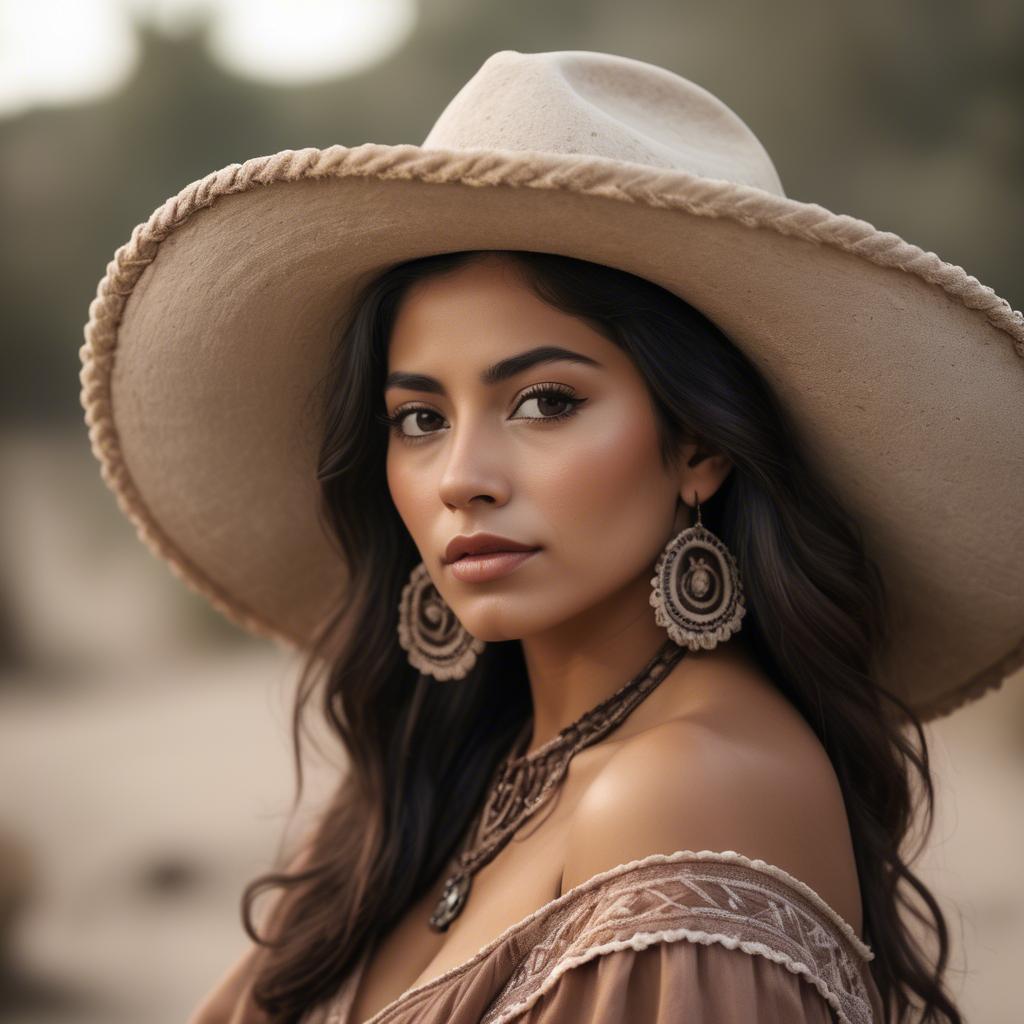 A stunning image of mexican woman in romantic natural tones.