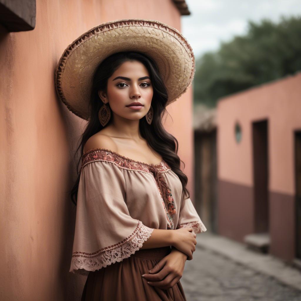 A stunning image of mexican woman in romantic natural tones.