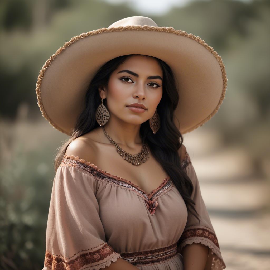 A stunning image of mexican woman in romantic natural tones.