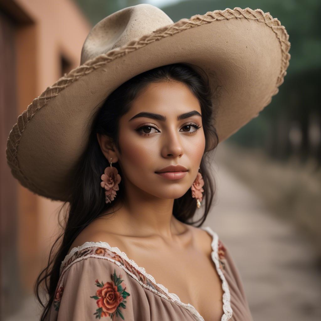 A stunning image of mexican woman in romantic natural tones.