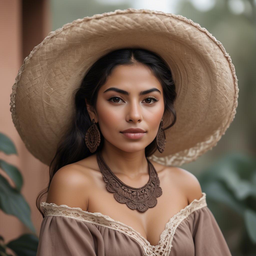 A stunning image of mexican woman in romantic natural tones.