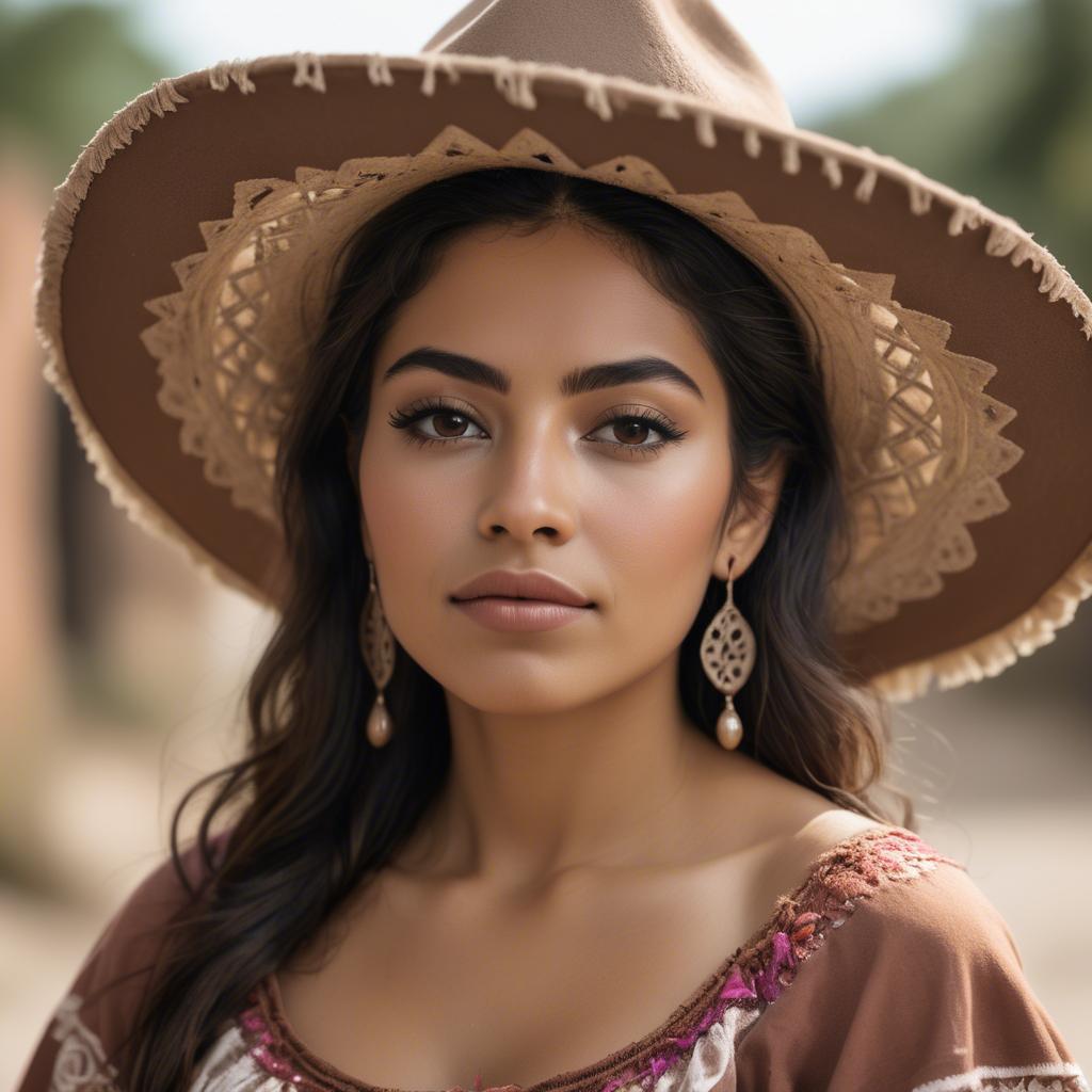 A stunning image of mexican woman in romantic natural tones.