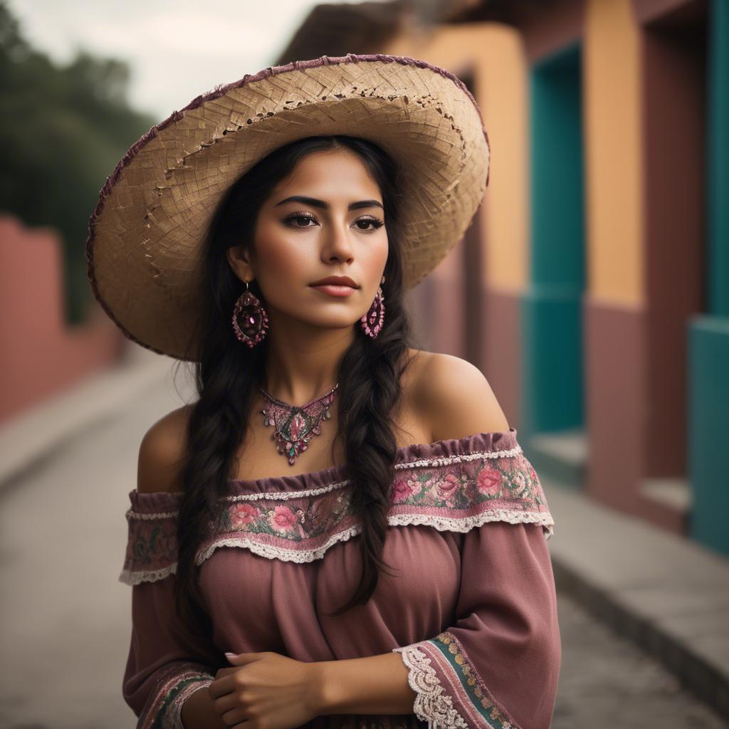 A stunning image of mexican woman in romantic tones.
